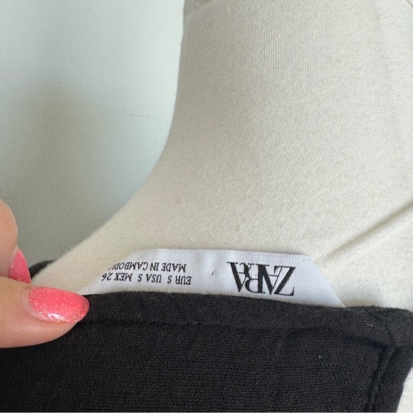Elegant Zara Black cotton wrap style Midi Dress S - Picture 6 of 6